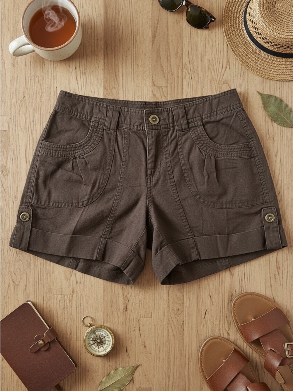 Apt. 9 Brown Cargo-Style Rolled Hem Women's Shorts